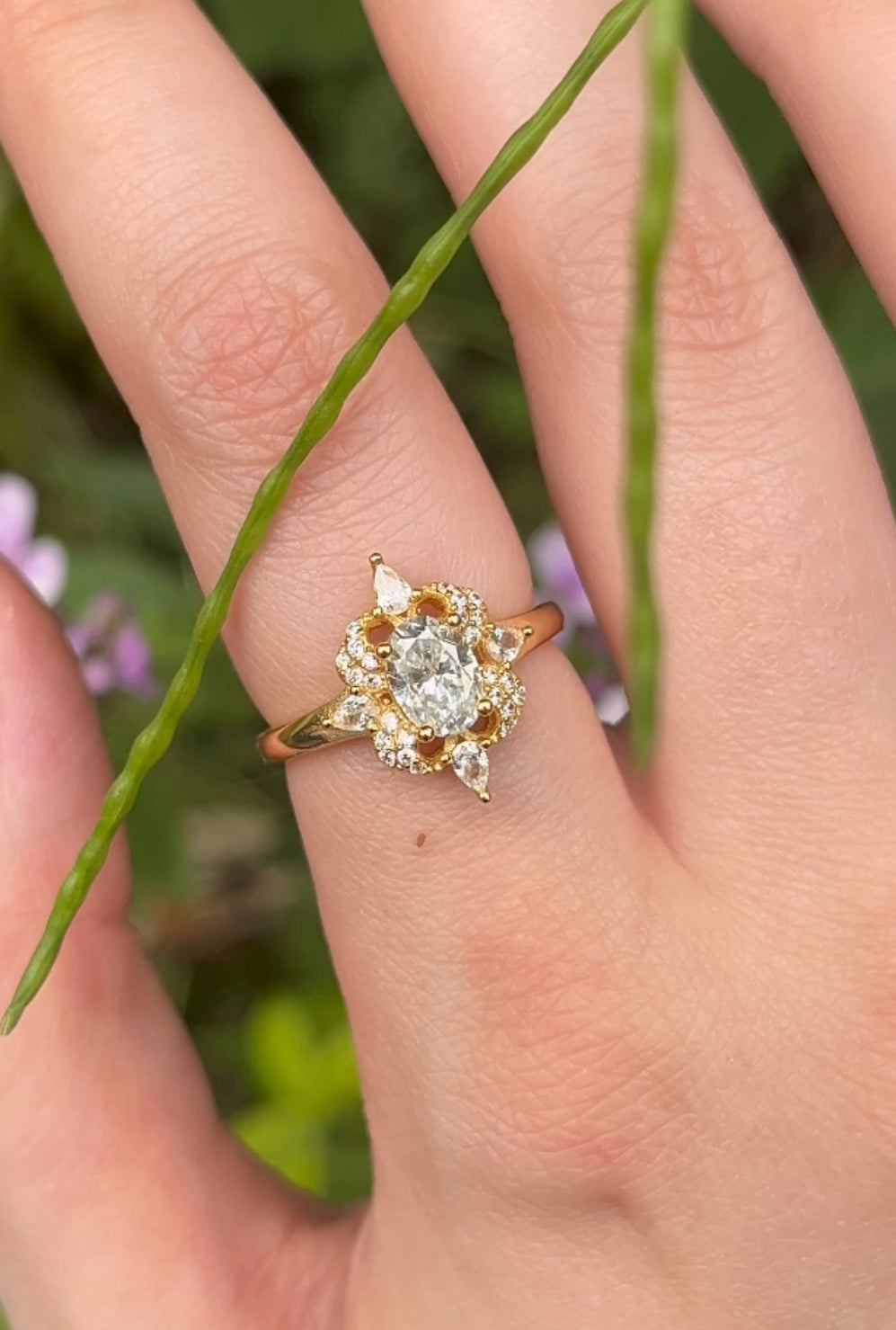 Sparkling Moissanite Ring in Wooden Heart Shaped Box!