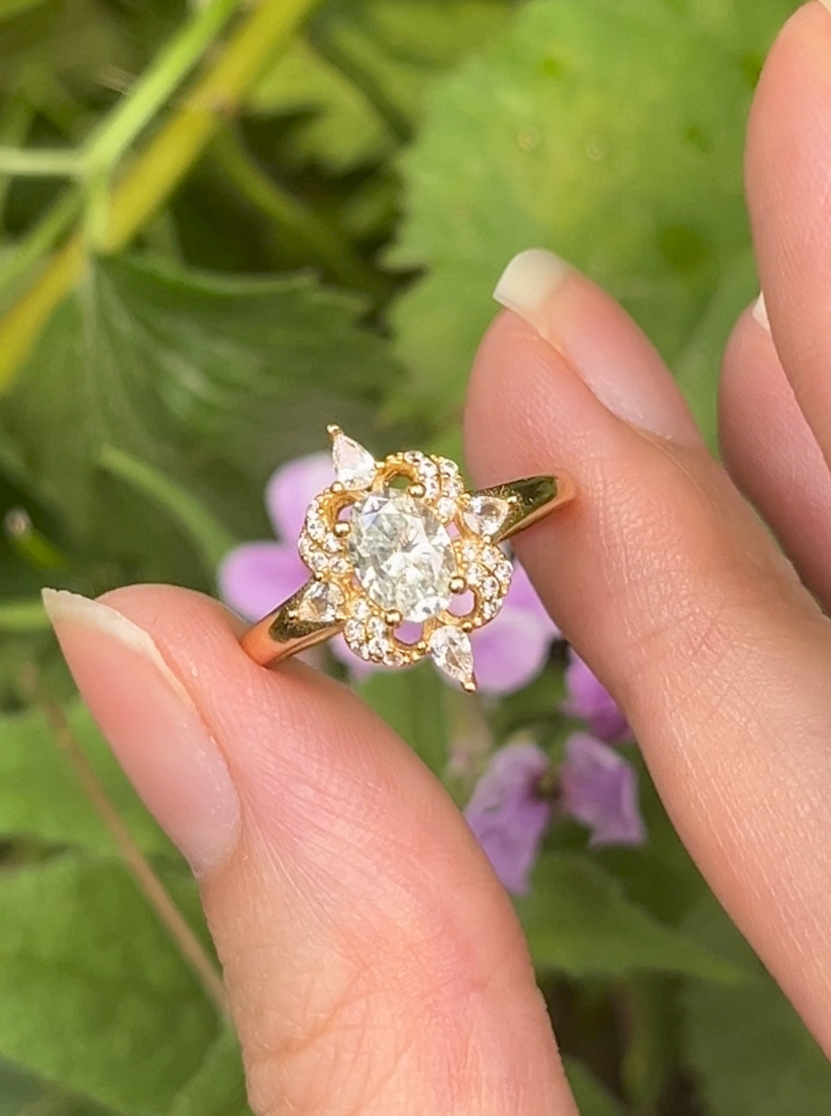 Sparkling Moissanite Ring in Wooden Heart Shaped Box!