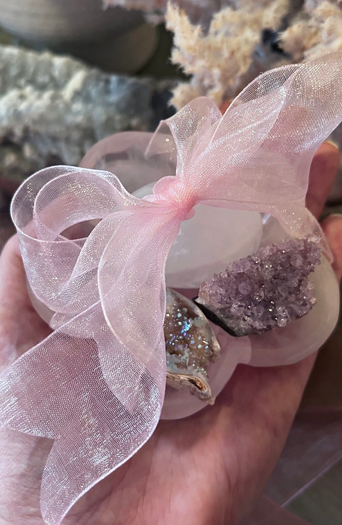 Rose Quartz Flower Love Bowl ~ Full Of Crystal Treasures!