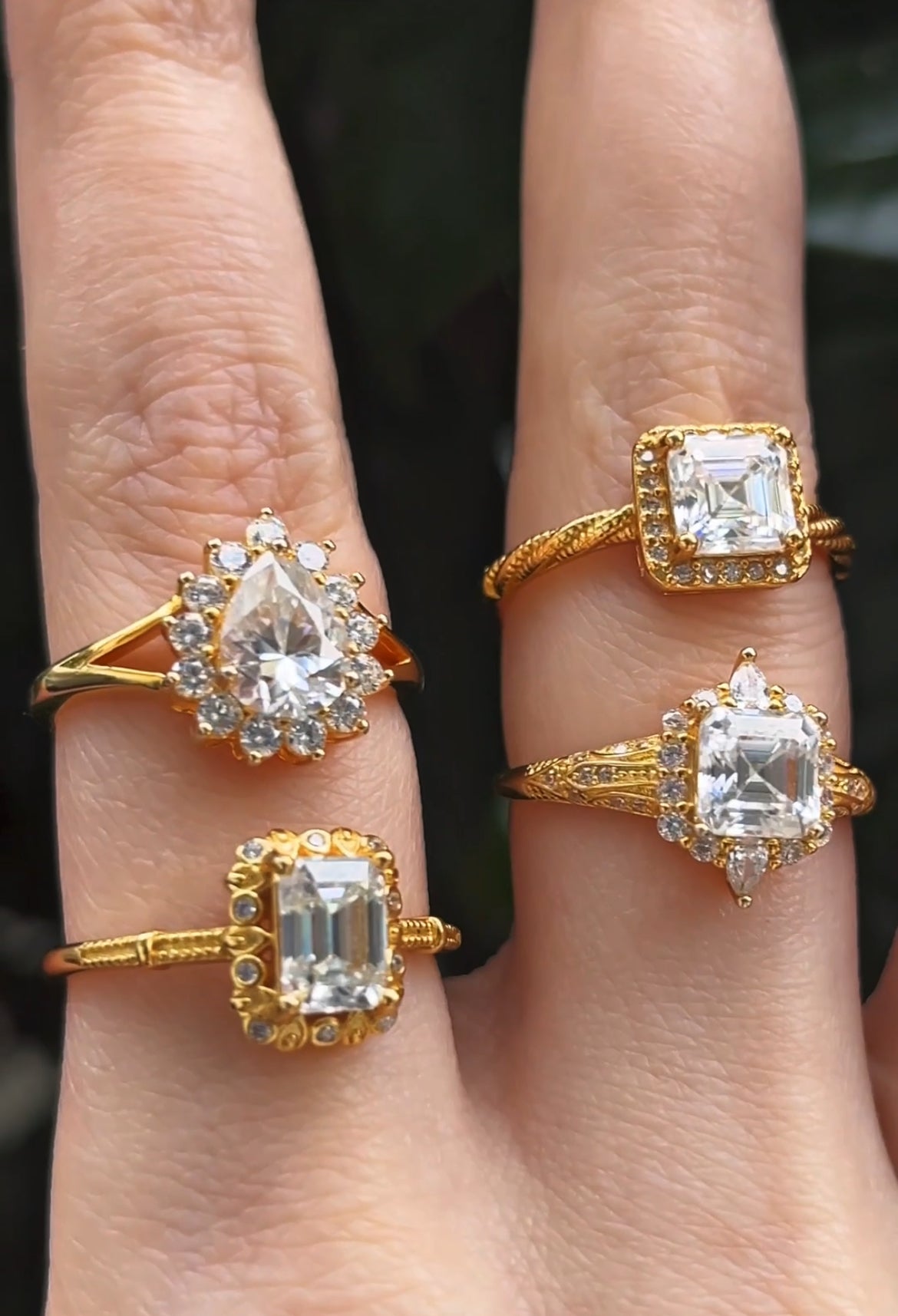 Moissanite Rings ~ Gold Plated