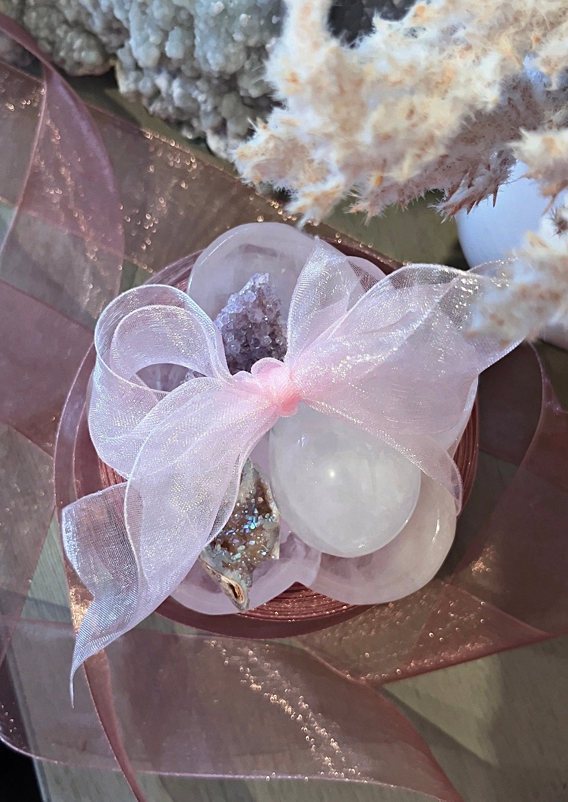 Rose Quartz Flower Love Bowl ~ Full Of Crystal Treasures!