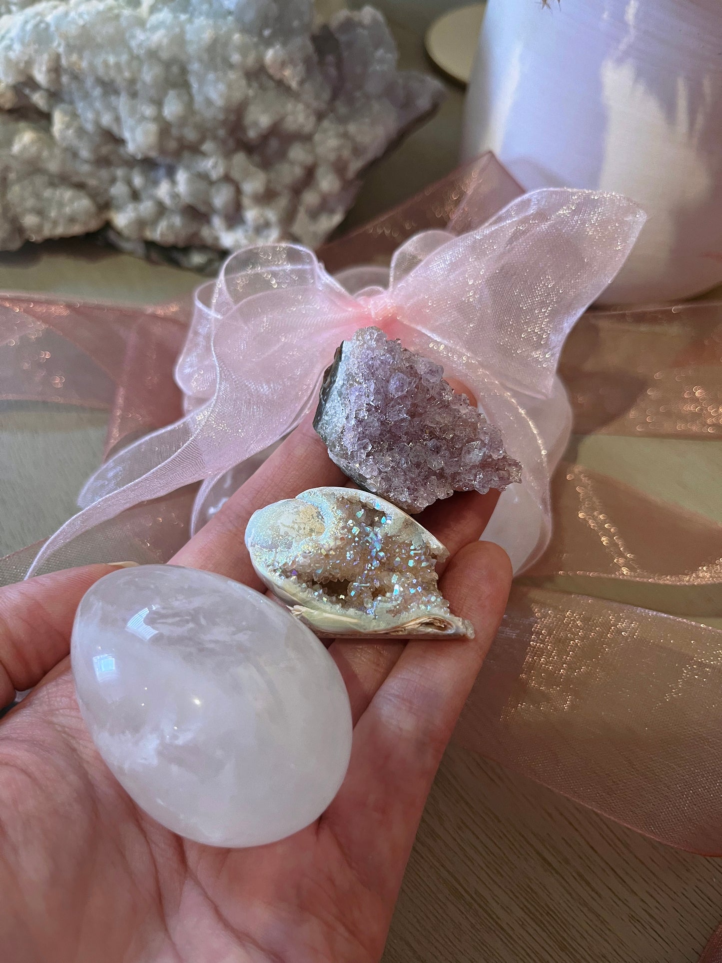 Rose Quartz Flower Love Bowl ~ Full Of Crystal Treasures!