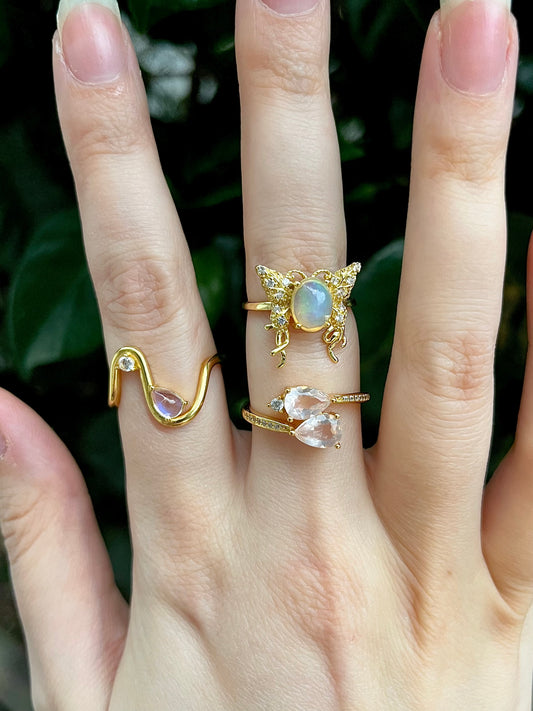 Enchanting Gold & Shimmery Crystal Ring Companions!