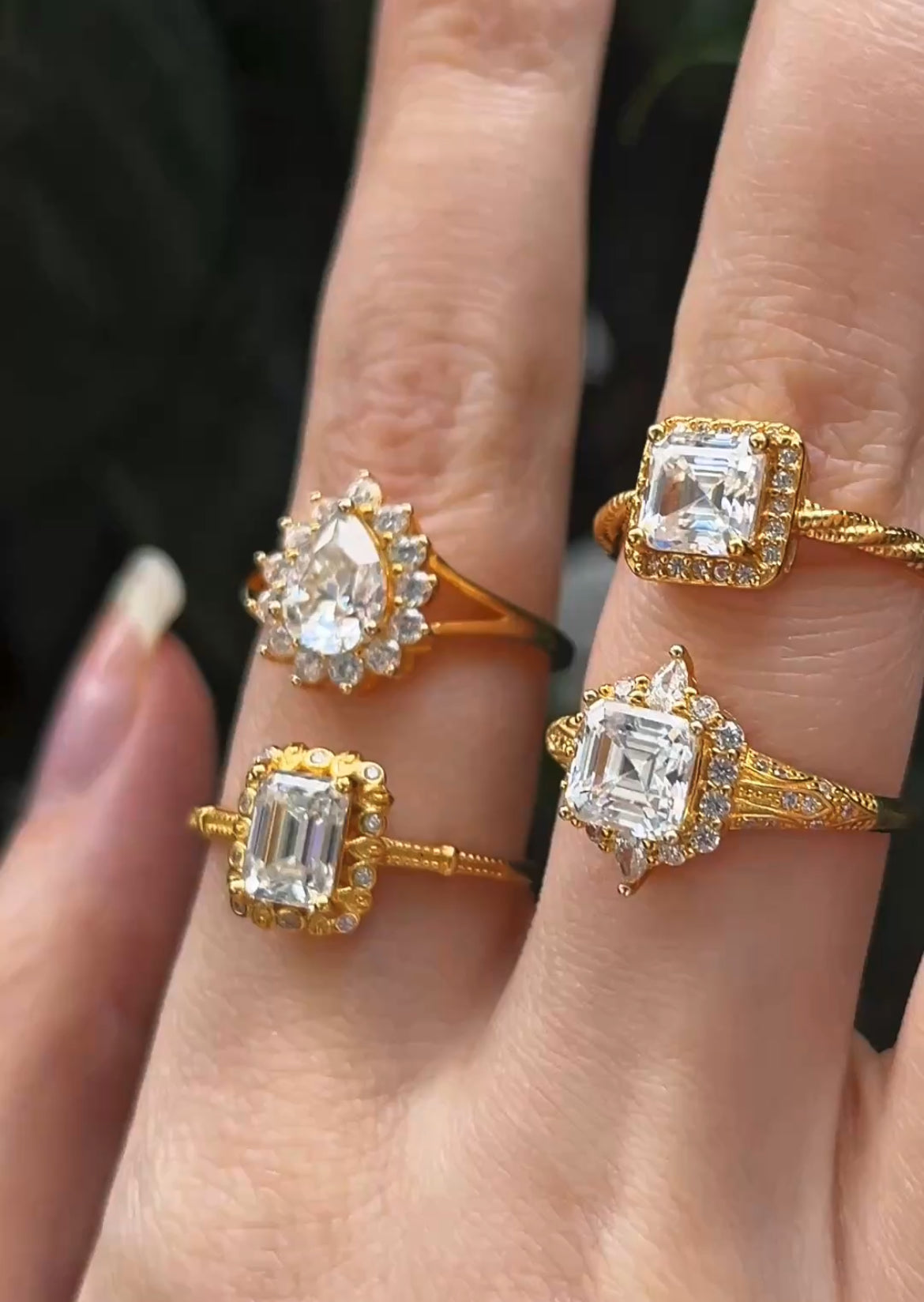 Moissanite Rings ~ Gold Plated