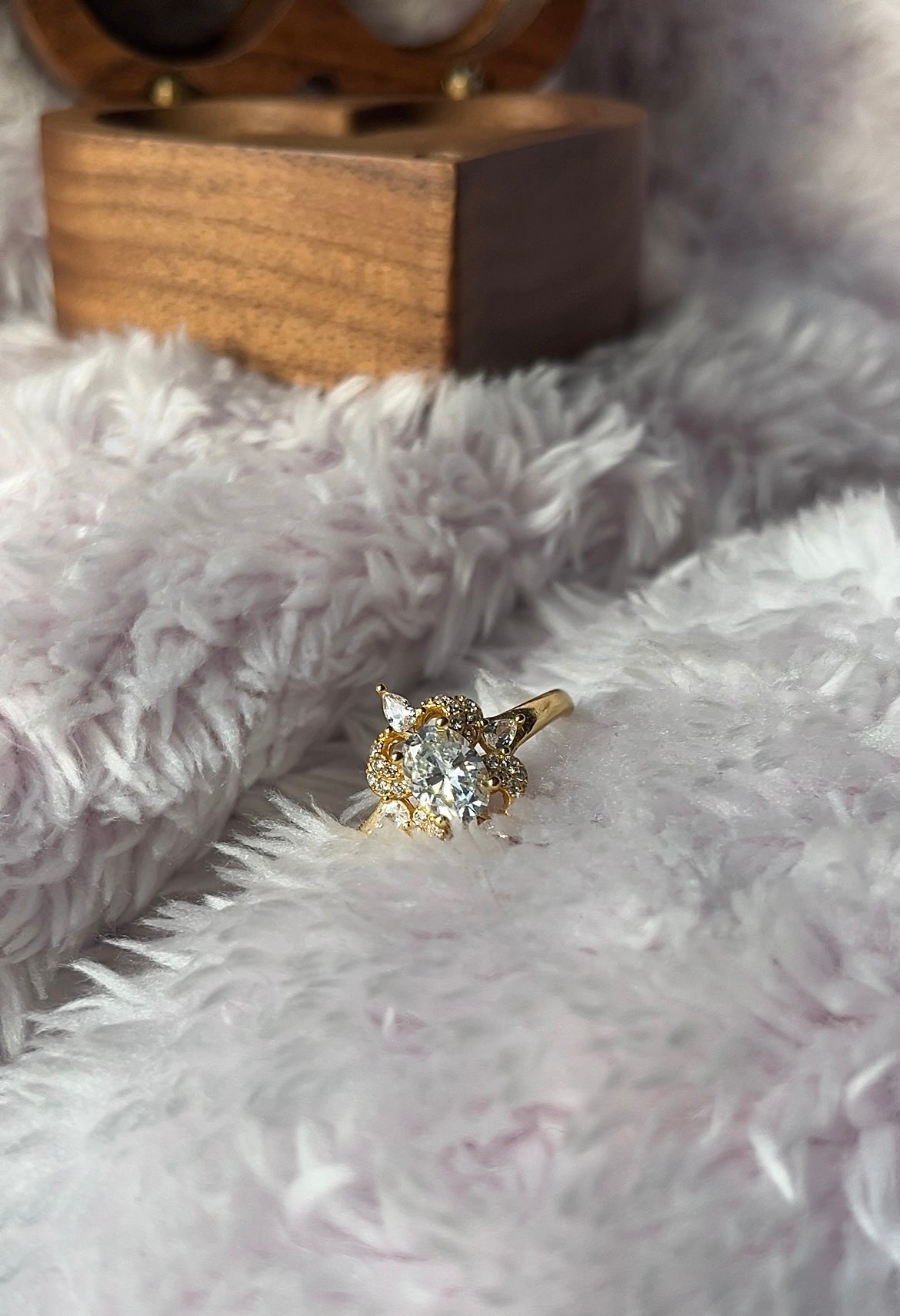 The Ultimate Love Day Gift! Sparkling Moissanite Ring in Wooden Heart Shaped Box!