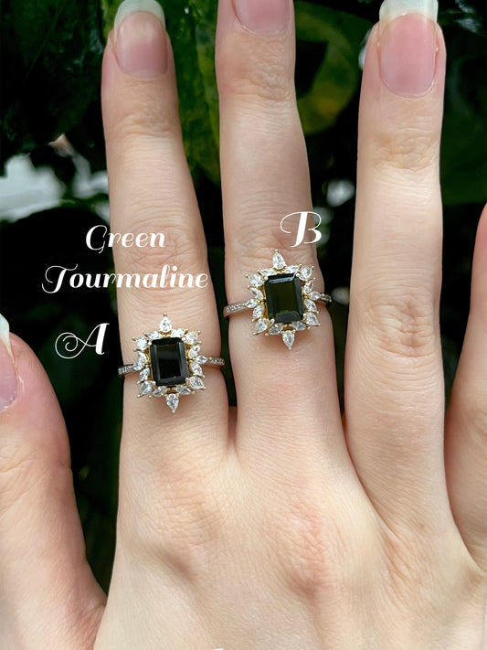 Green Tourmaline Statement Rings