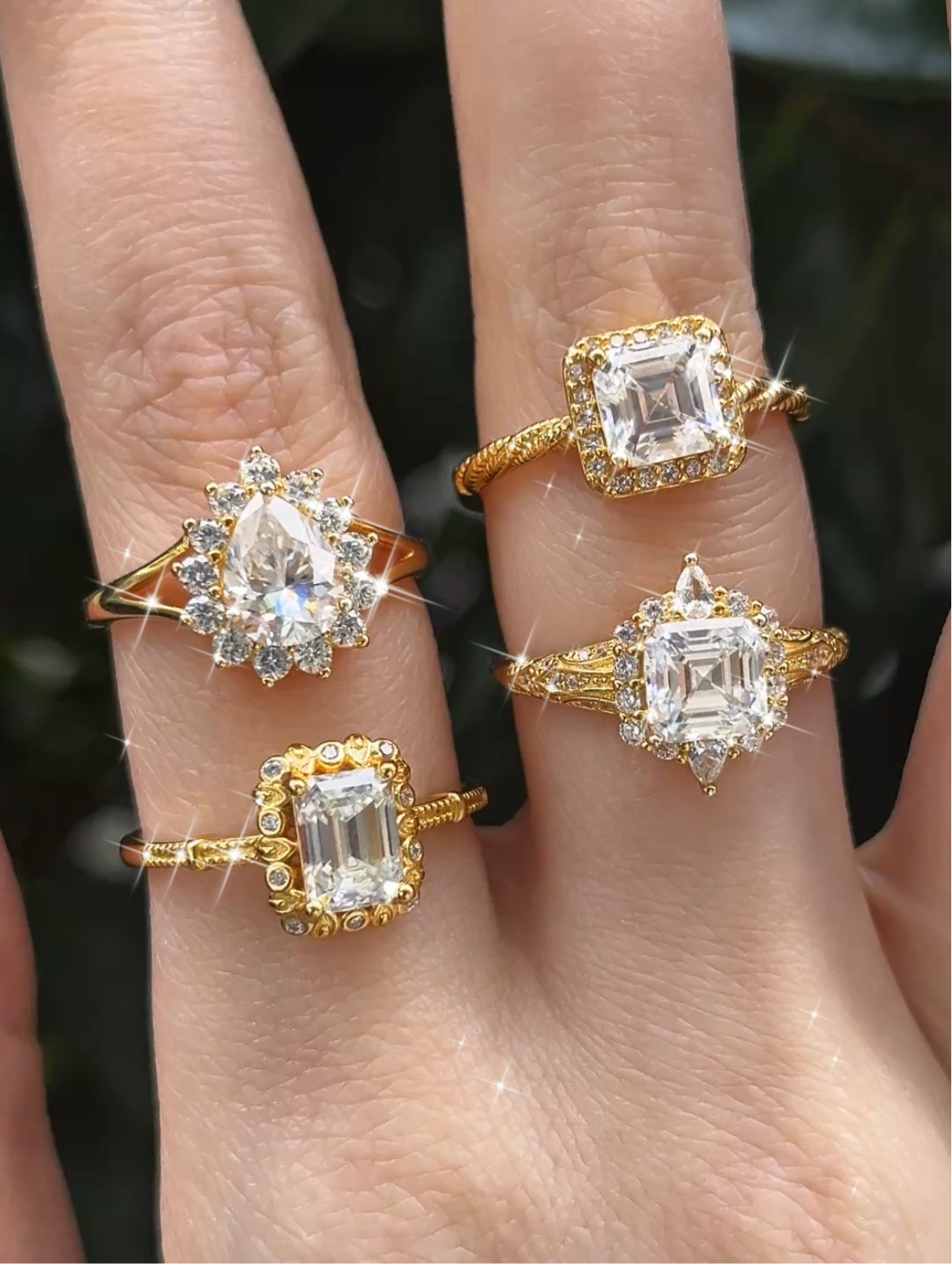 Moissanite Rings ~ Gold Plated