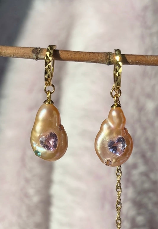 Pink Baroque Freshwater Pearl Earrings