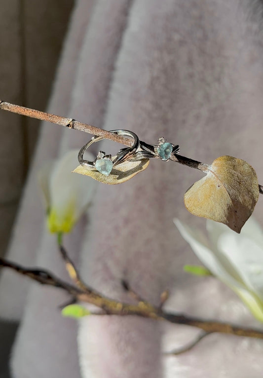 Blue Topaz Angel Wing Heart Rings