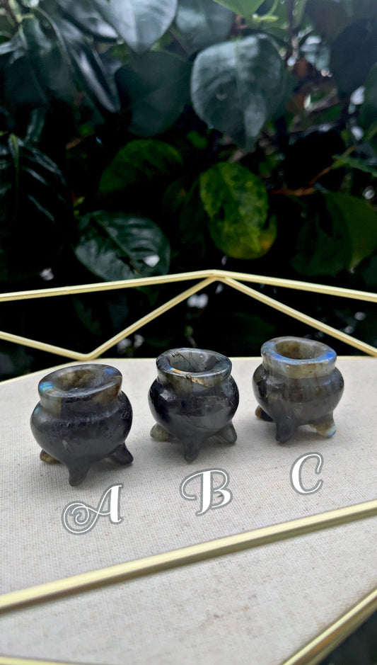 Flashy Labradorite Mini Crystal Cauldrons