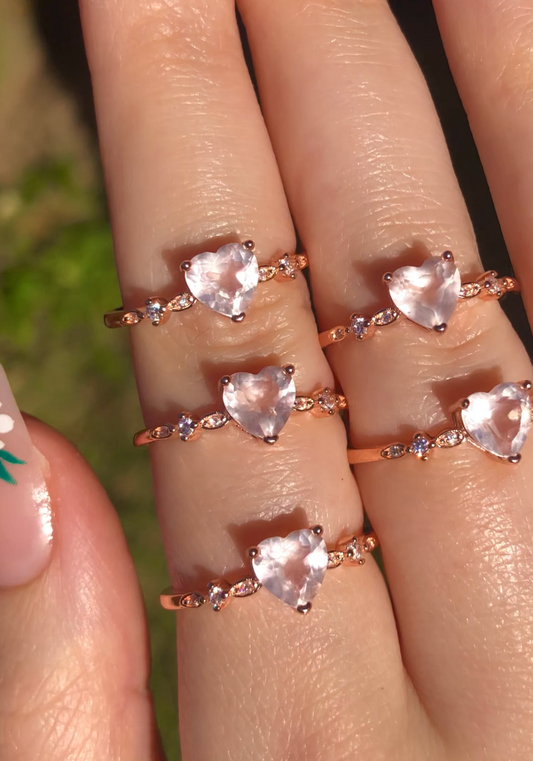 Rose Quartz Heart Ring Cuties